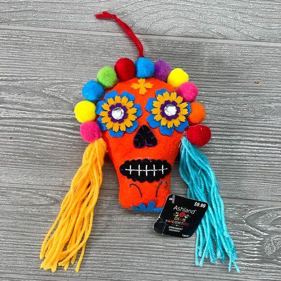 Ashland Sugar Skull Plush Dia De Los Muertos Day Of The Dead Felt Ornament NEW! - Picture 1 of 6